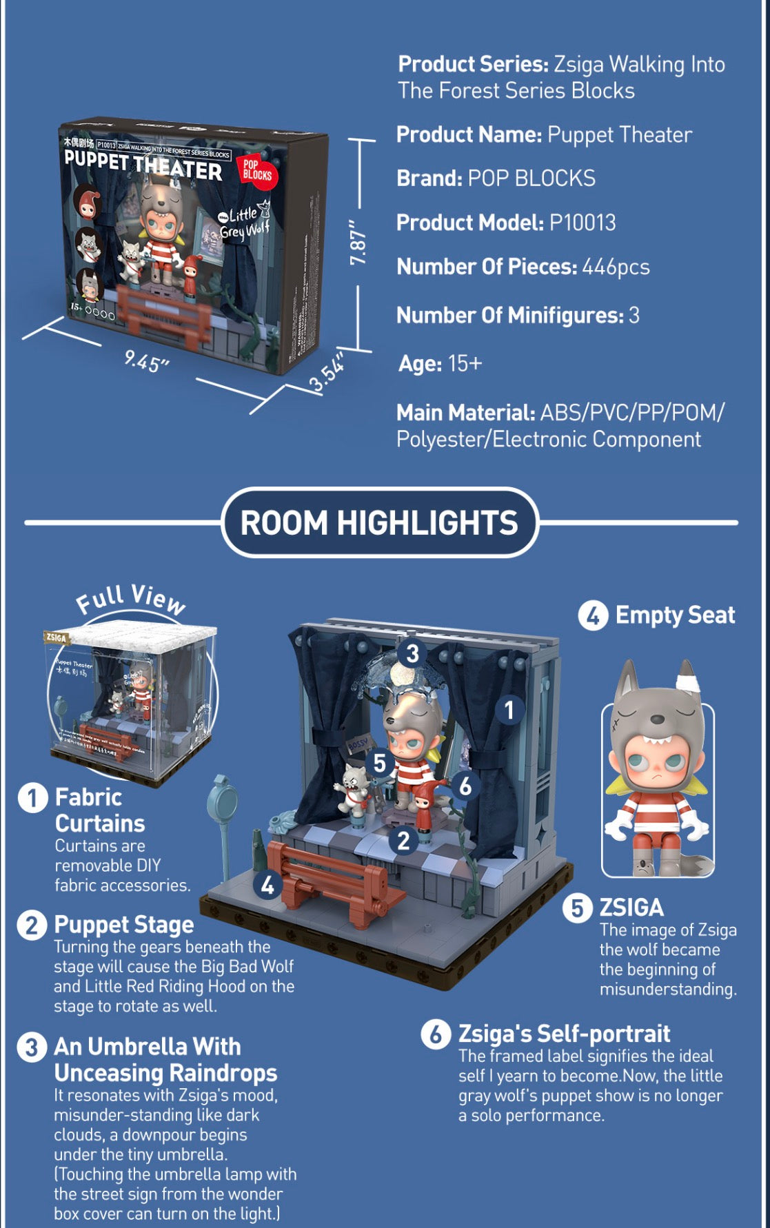 Sziga Walking into the Forrest: Puppet Theatre Blocks - 446 Pieces